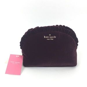 Kate Spade Velvet Ruffle Medium Cosmetic Bag